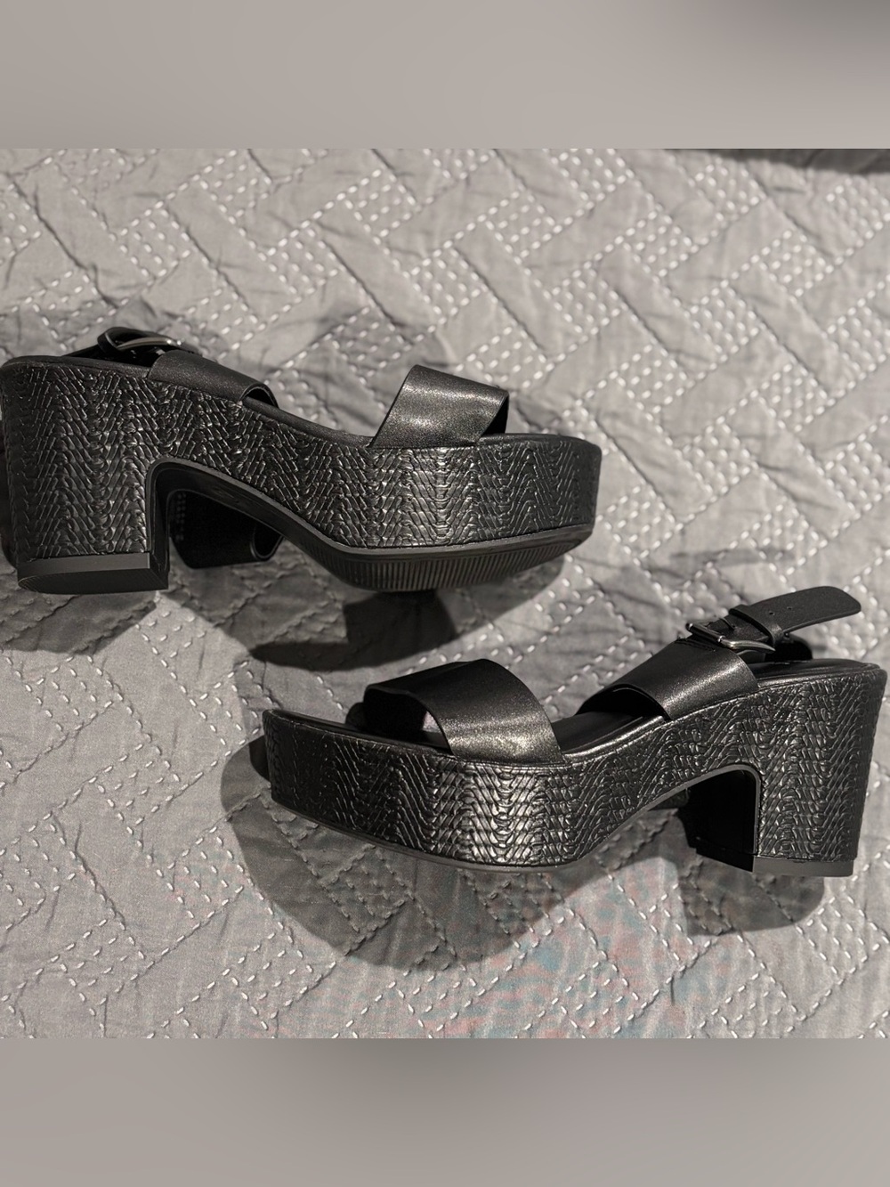 a new day Black Woven-Texture Platform Sandals